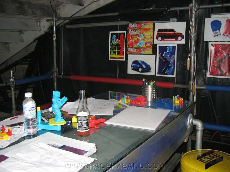 85. The Design Table, up in a loft...with minature Rock 'em Sock 'ems..jpg
